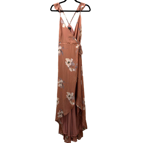 Lulus Floral Sleeveless Wrap Maxi Dress Size M Boho Romantic Sundress Wedding - Picture 4 of 13